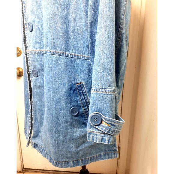 Vintage  90's Bill Blass Womens Sz 24W Distressed Blue Denim Jean Jacket Pockets - Picture 6 of 11